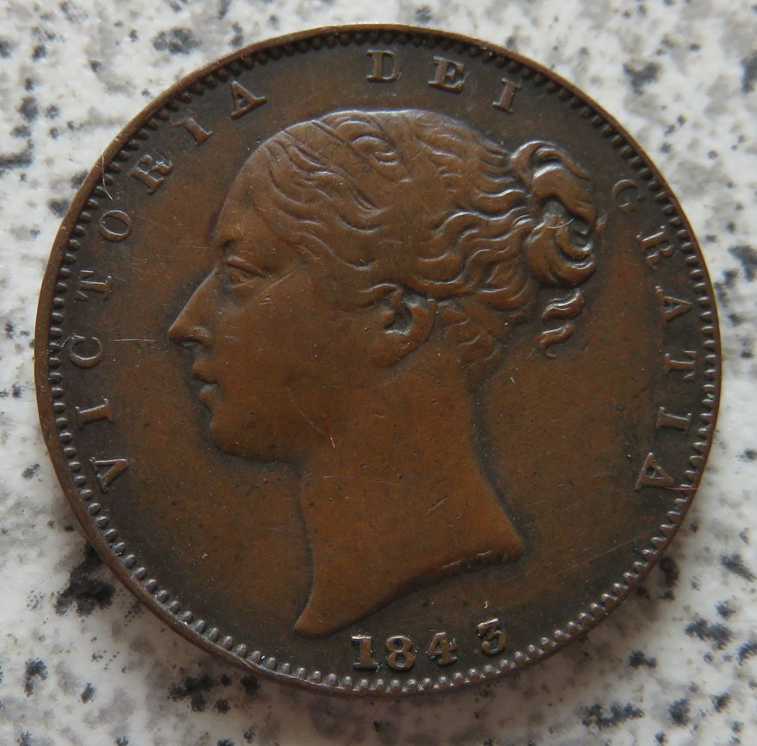  Großbritannien Farthing 1843, besser   