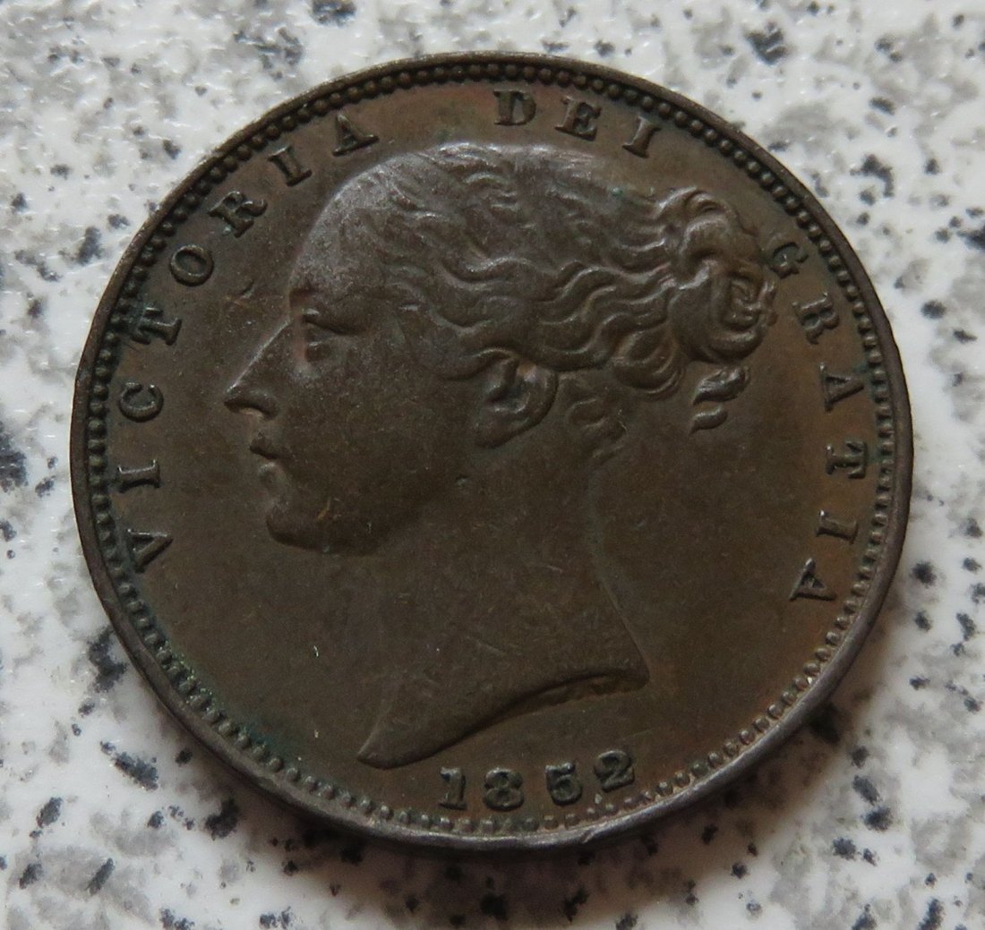  Großbritannien Farthing 1852, besser und selten   
