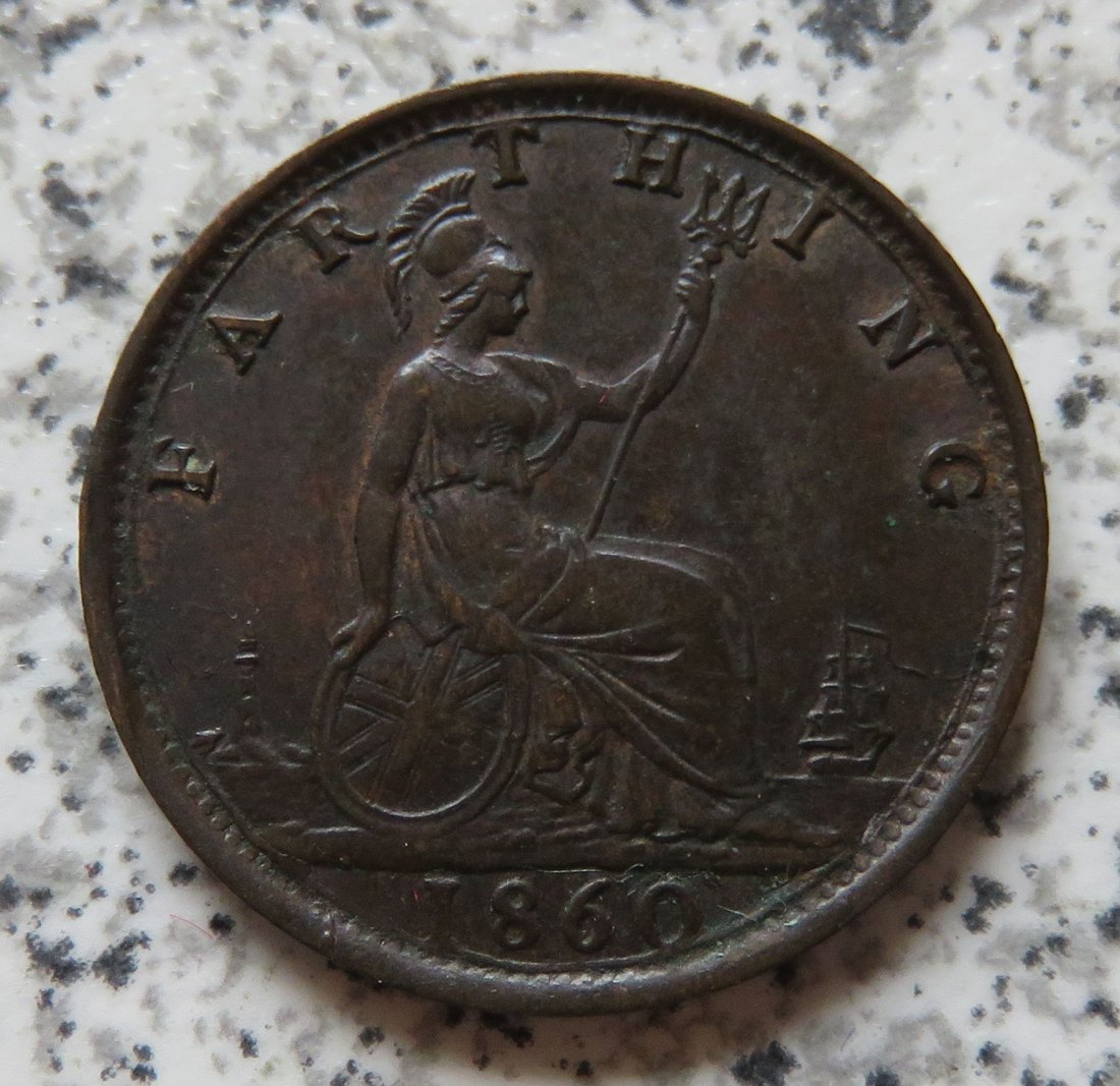  Großbritannien Farthing 1860, besser   