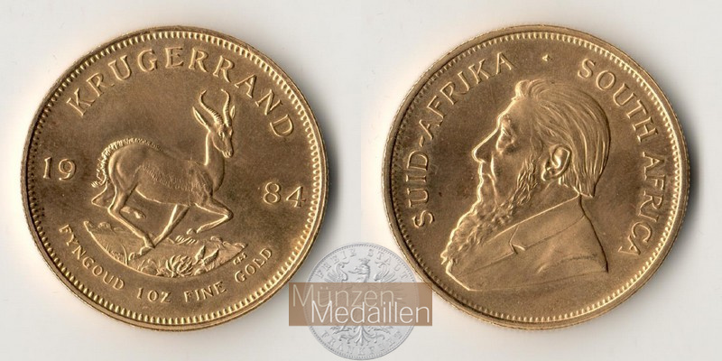 Süd Afrika  1oz MM-Frankfurt Feingold: 31,1g Krügerrand 1984 