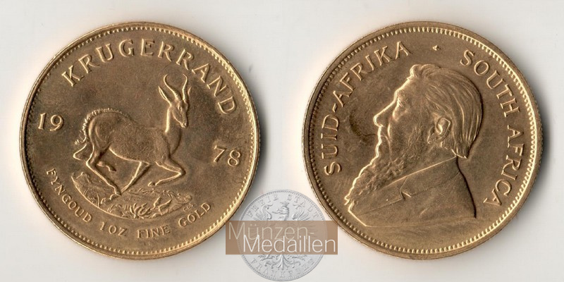 Süd Afrika  1 Unze MM-Frankfurt Feingold: 31,1g Krügerrand 1978 