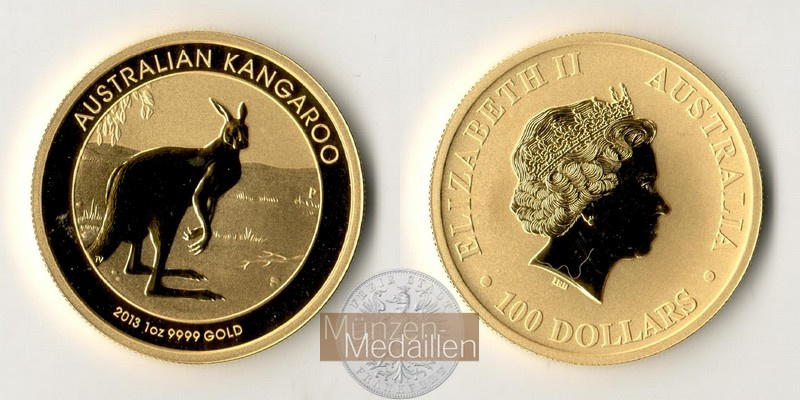 Australien MM-Frankfurt Feingold: 31,1g 100 Dollar Australisches Kangaroo 2013 