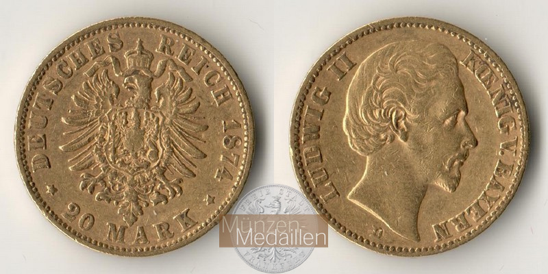 Preussen, Kaiserreich 20 Mark  1874 A MM-Frankfurt Feingold: 7,17g Wilhelm I. 1861-1888  