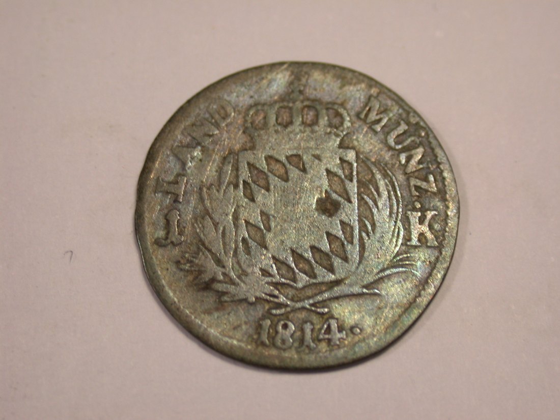 J03 Bayern 1 Kreuzer 1814 in s-ss R Originalbilder