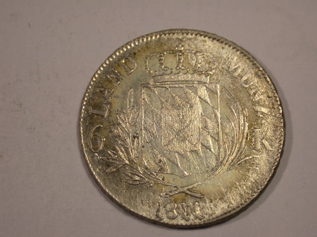 J03 Bayern 6 Kreuzer 1811 in ss/ss+ Originalbilder