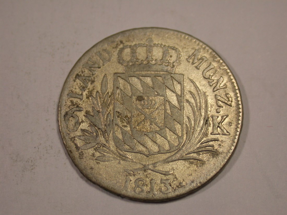 J03 Bayern 6 Kreuzer 1813 in s/ss Originalbilder