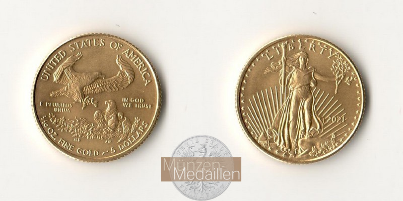 USA MM-Frankfurt  Feingold: 3,11g 5 Dollars Eagle 2021 
