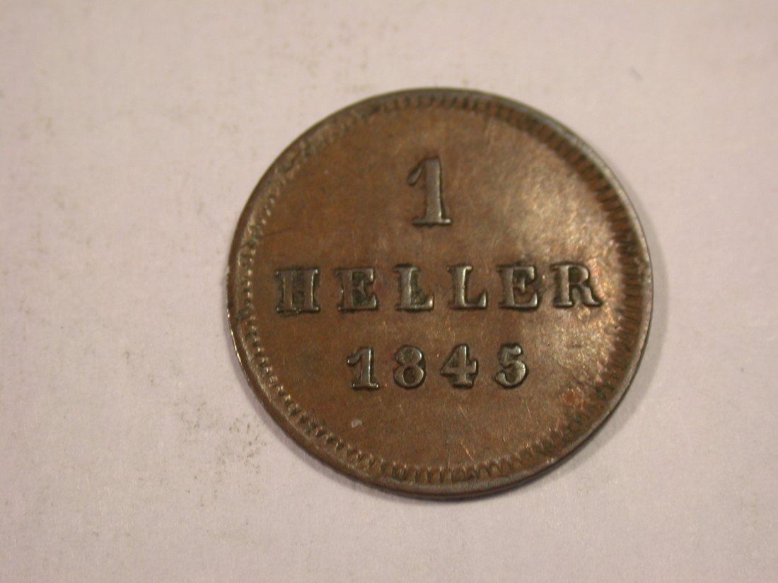  J03 Bayern  1 Heller  1845 in ss-vz  Originalbilder   