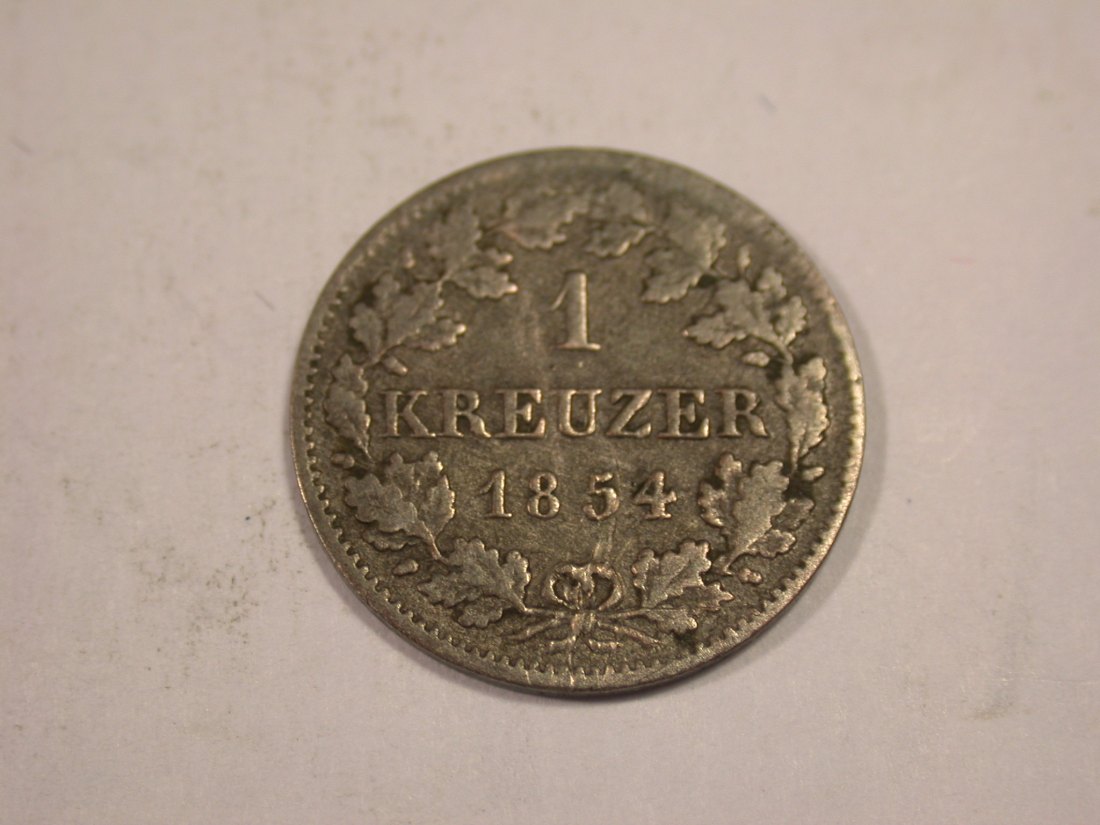  J03 Bayern  1 Kreuzer  1854 in ss  Originalbilder   