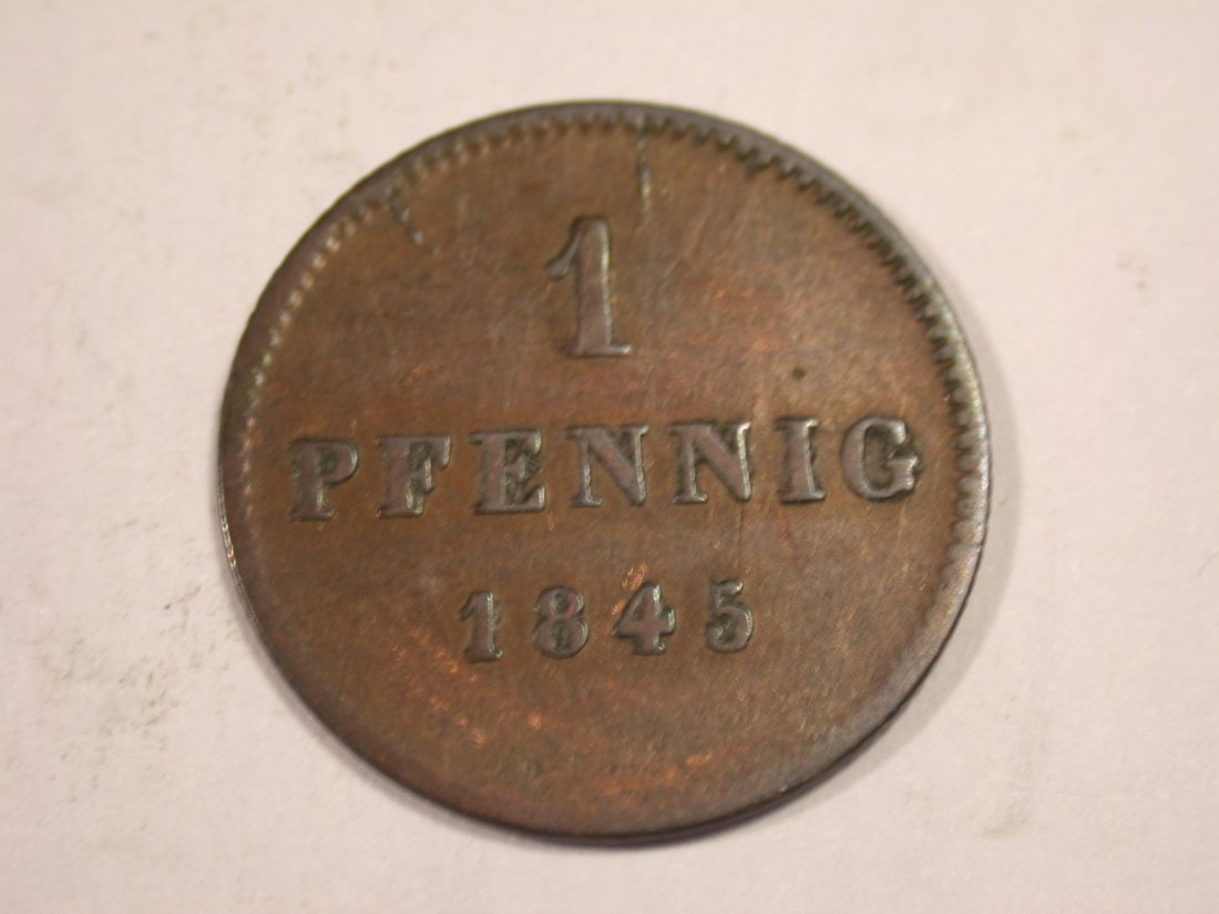 J03 Bayern 1 Pfennig 1845 in ss Originalbilder