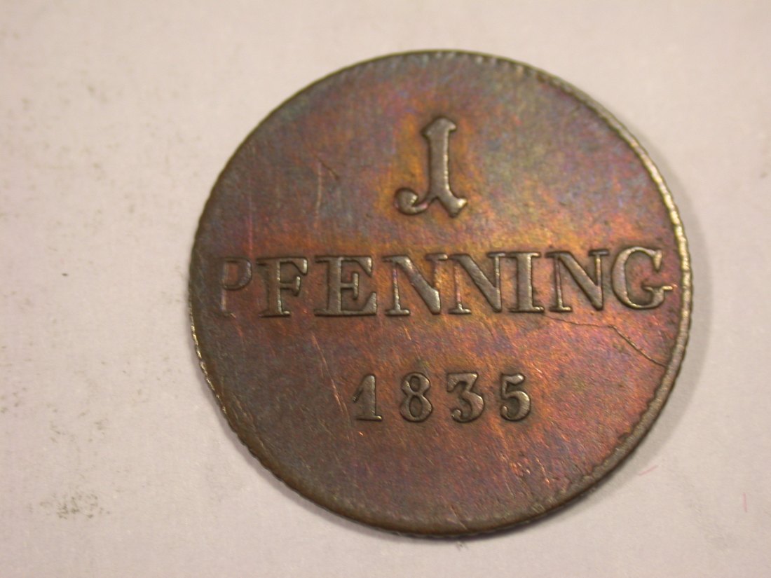  J03 Bayern  1 Pfennig  1835 in ss+  Originalbilder   