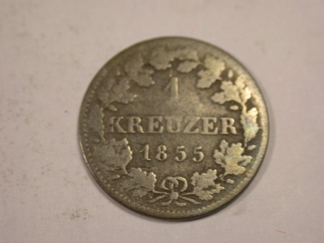 J03 Bayern 1 Kreuzer 1855 in f.ss Originalbilder