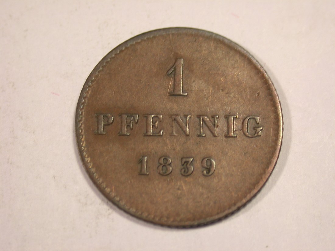 J03 Bayern 1 Pfennig 1839 in ss+ Originalbilder