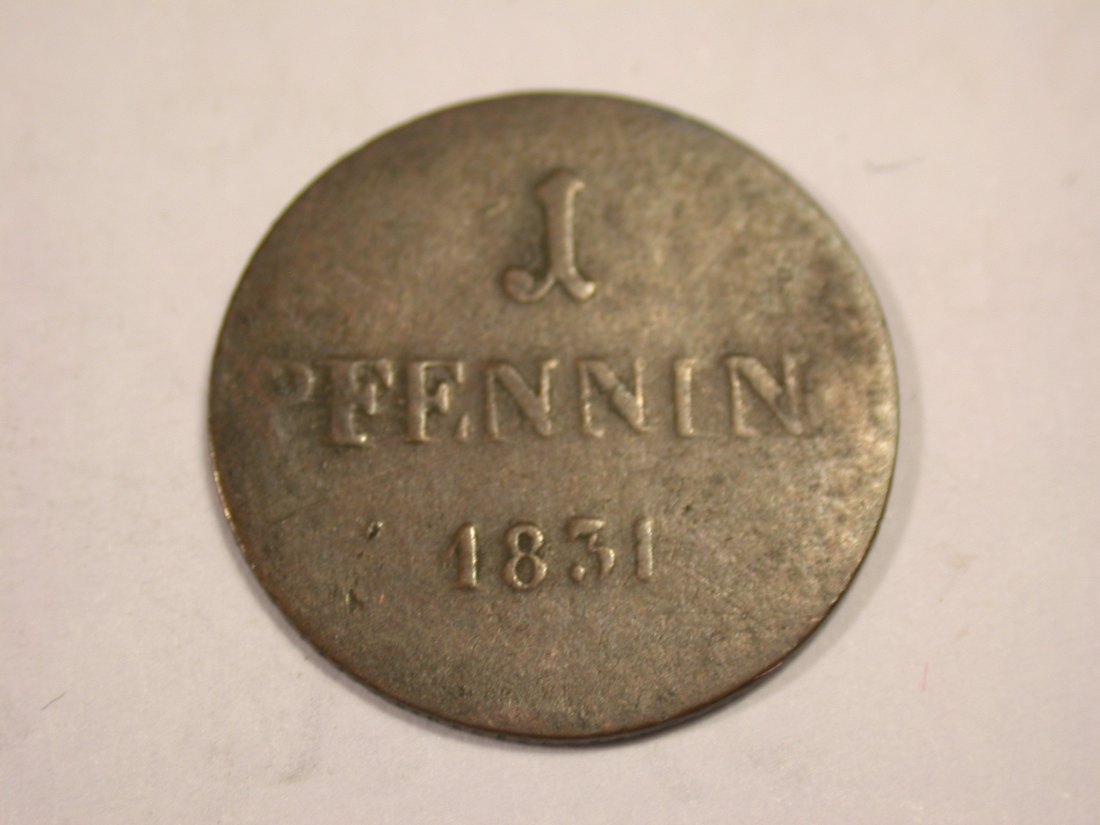 J03 Bayern 1 Pfennig 1831 in s/f.ss Originalbilder