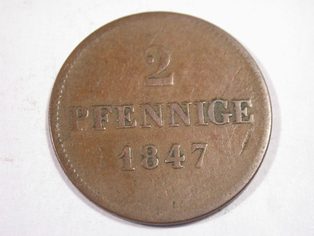 J03 Bayern 2 Pfennig 1847 in ss Originalbilder