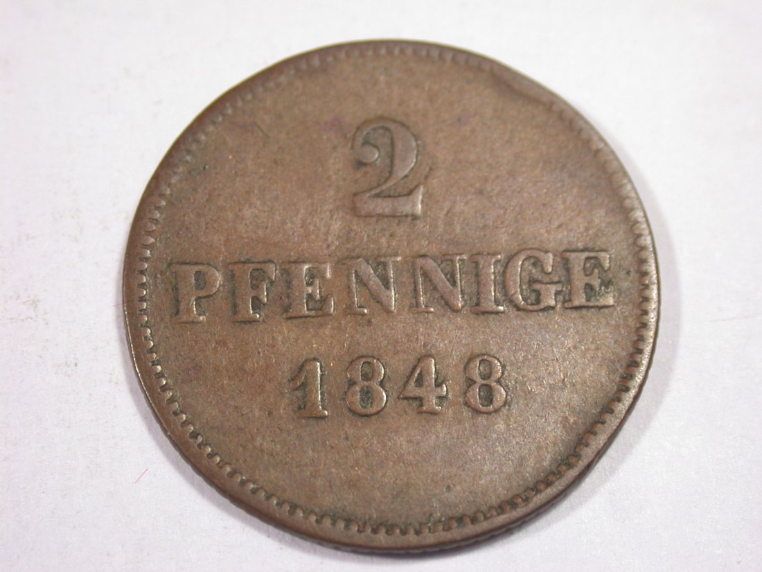 J03 Bayern 2 Pfennig 1848 in f.ss Originalbilder