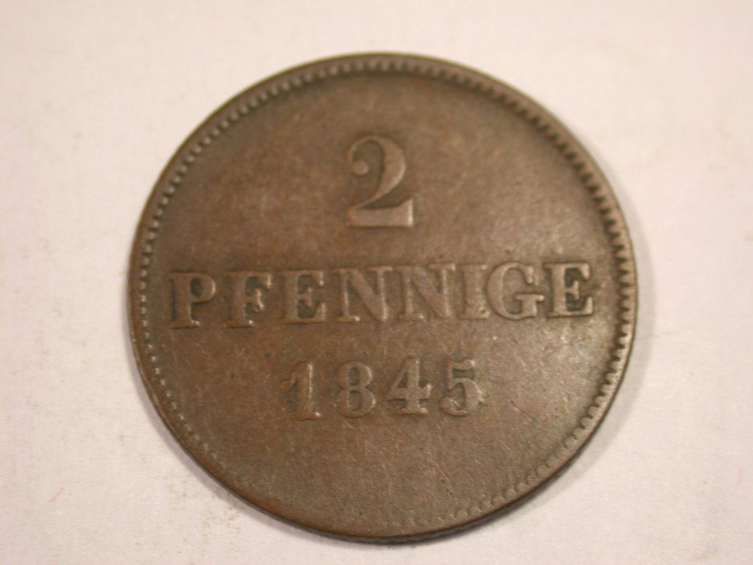  J03  Bayern  2 Pfennig 1845 in s/ss   Originalbilder   