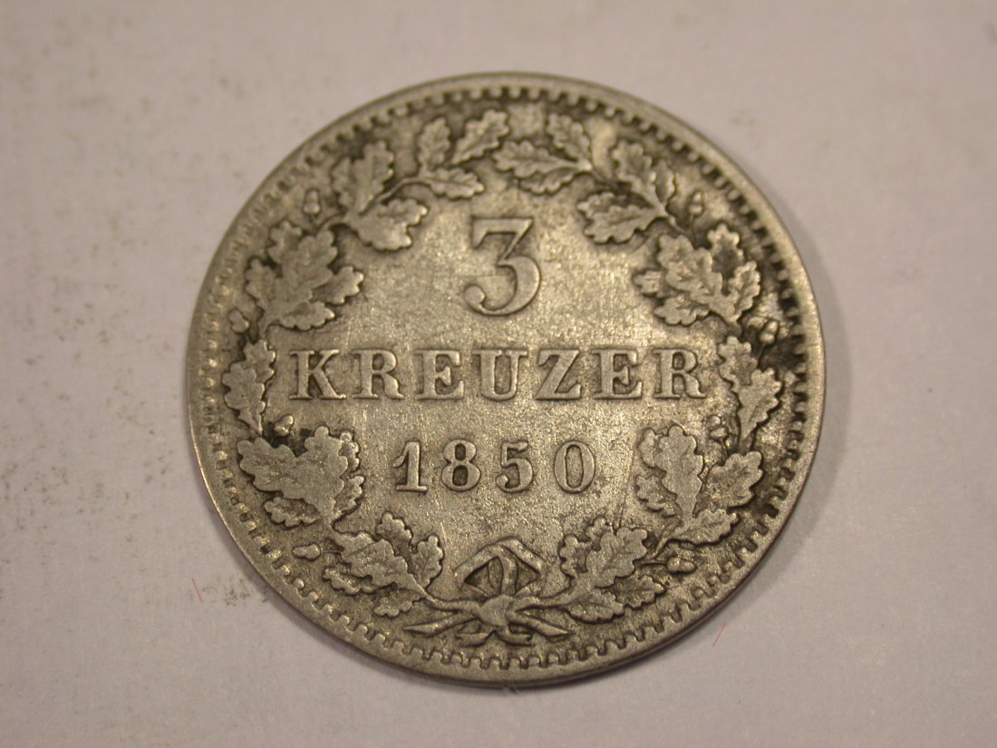  J03  Bayern  3 Kreuzer  1850 in ss   Originalbilder   