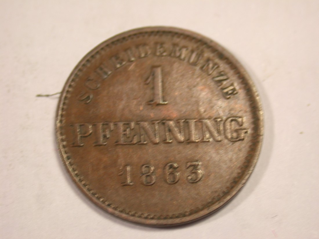J03 Bayern 1 Pfennig 1863 in f.vz Originalbilder