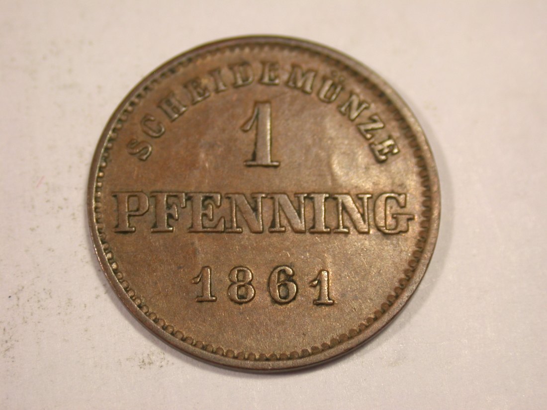  J03  Bayern  1 Pfennig 1861 in vz Originalbilder   