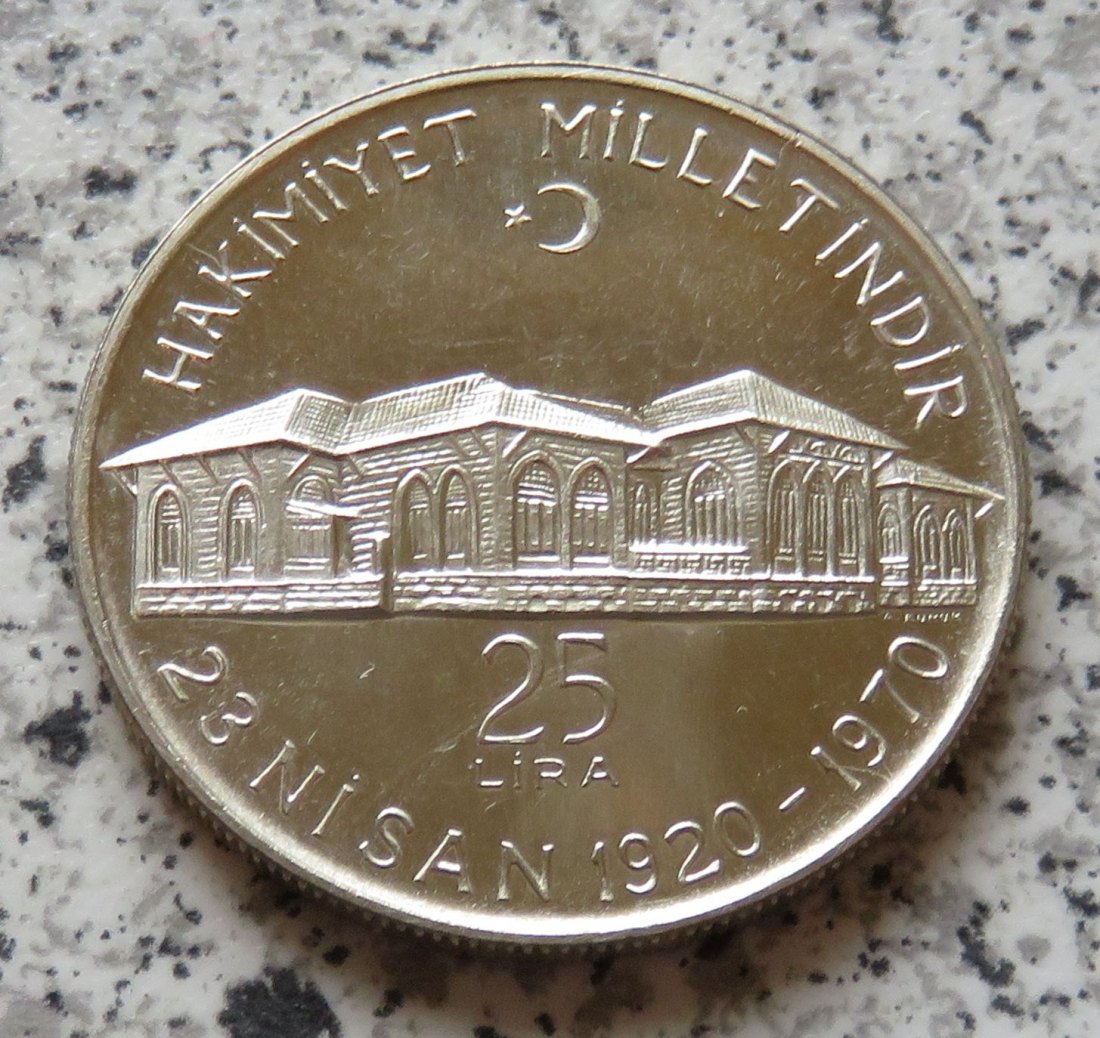  Türkei 25 Lira 1970, Silber   