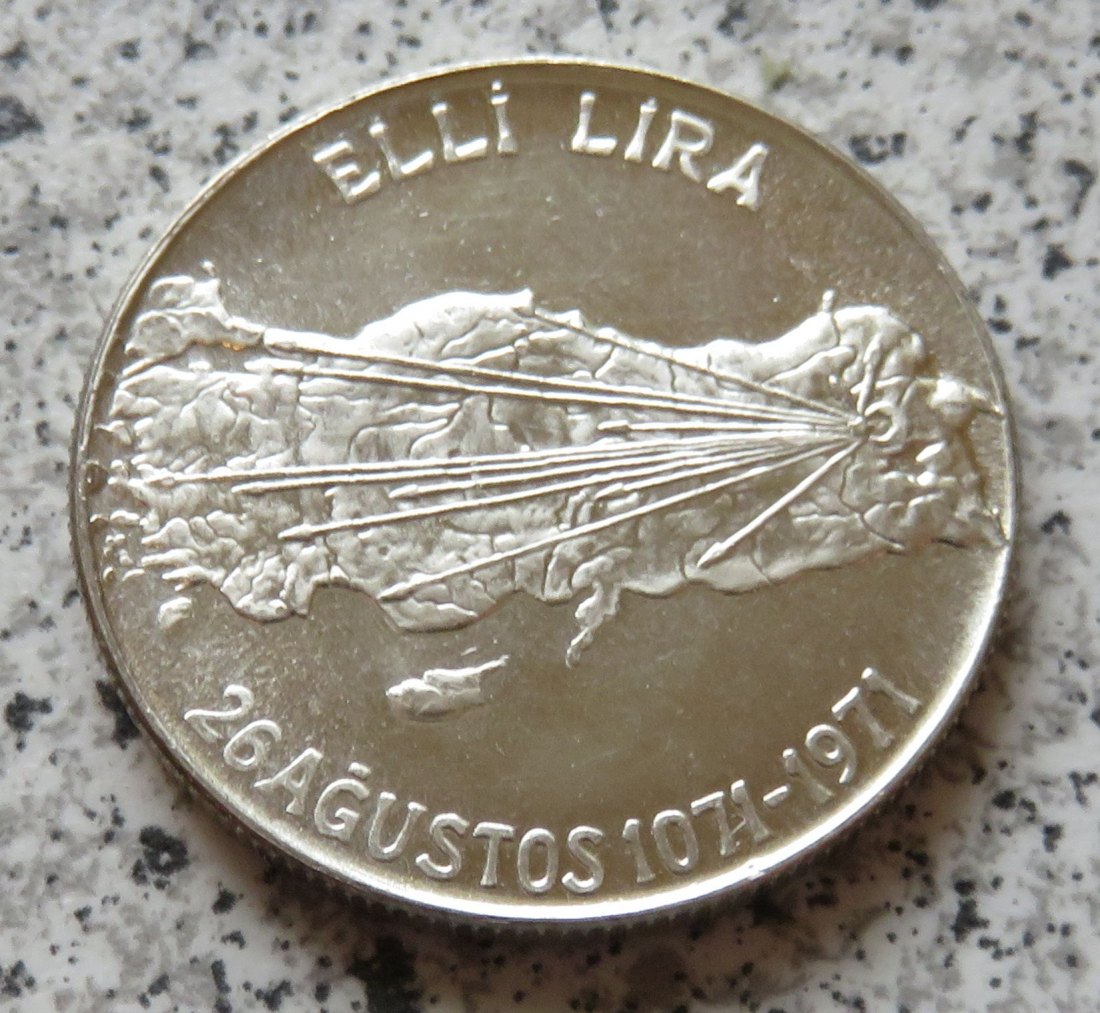  Türkei 50 Lira 1971, Silber   