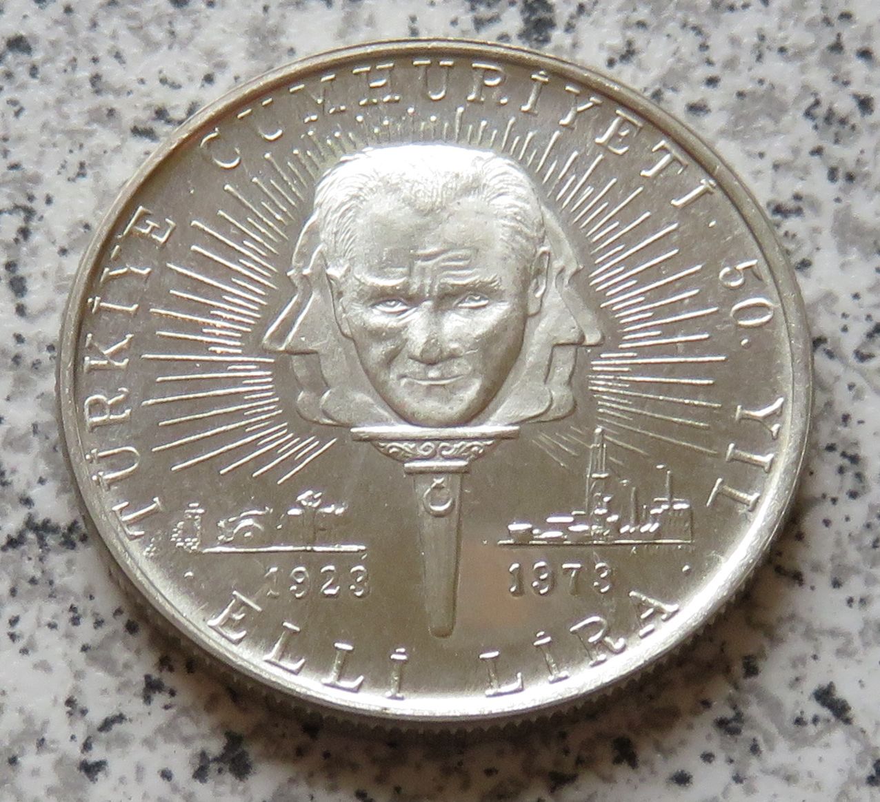  Türkei 50 Lira 1973, Silber   