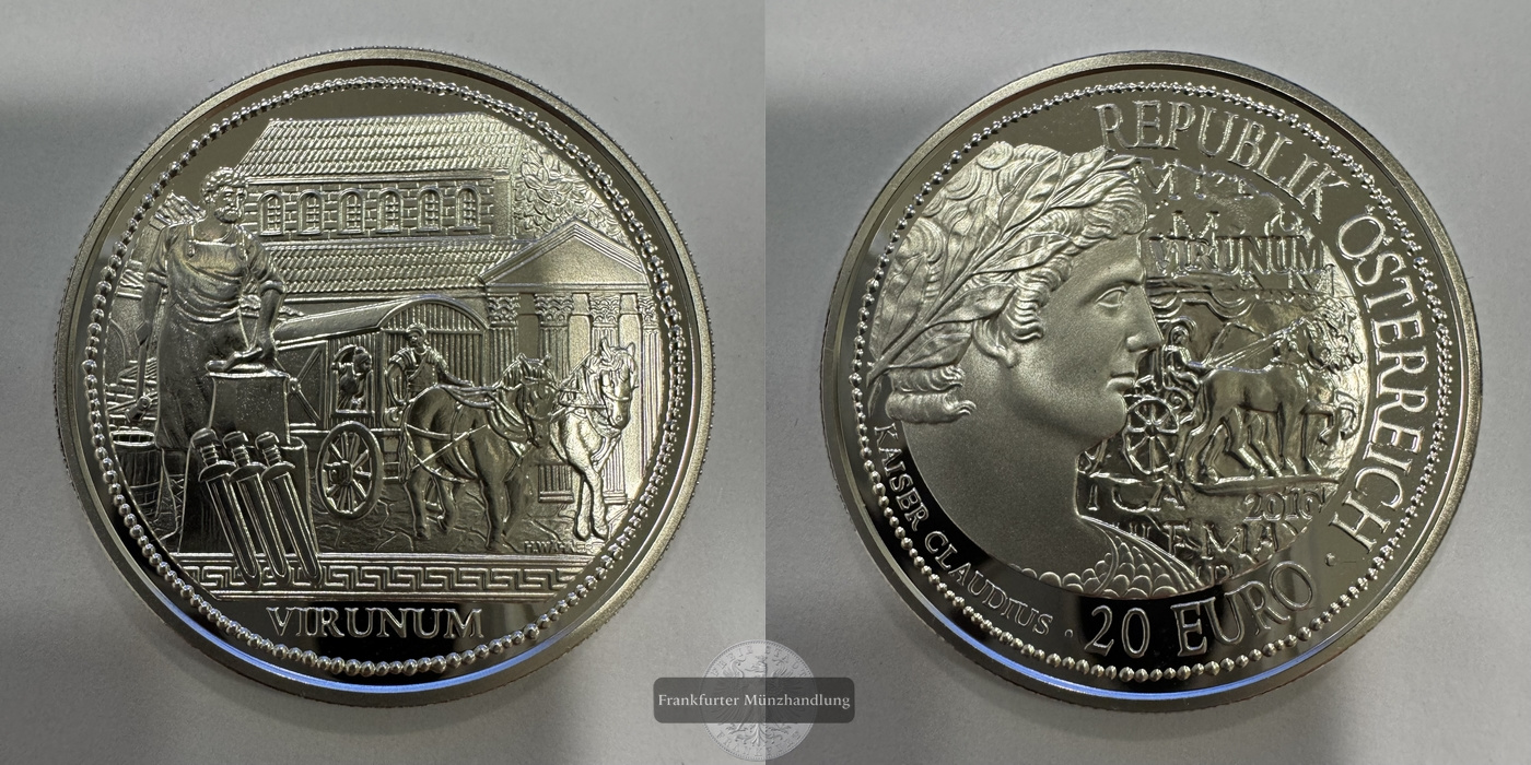  Österreich 20 Euro 2010 Virunum FM-Frankfurt KM#3187 Feinsilber: 18g   