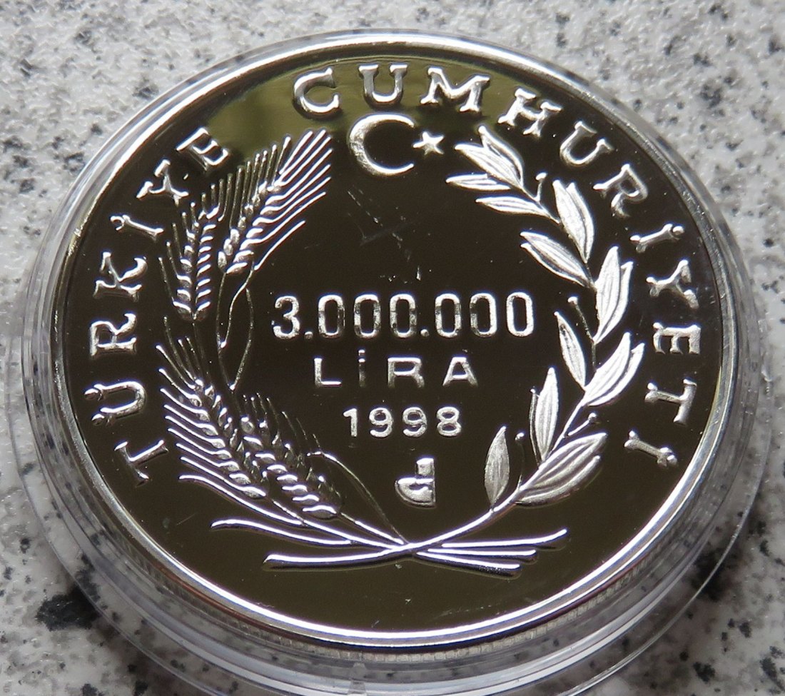  Türkei 3 Mio. Lira 1998, Euro, Auflage 7.843 Stück   