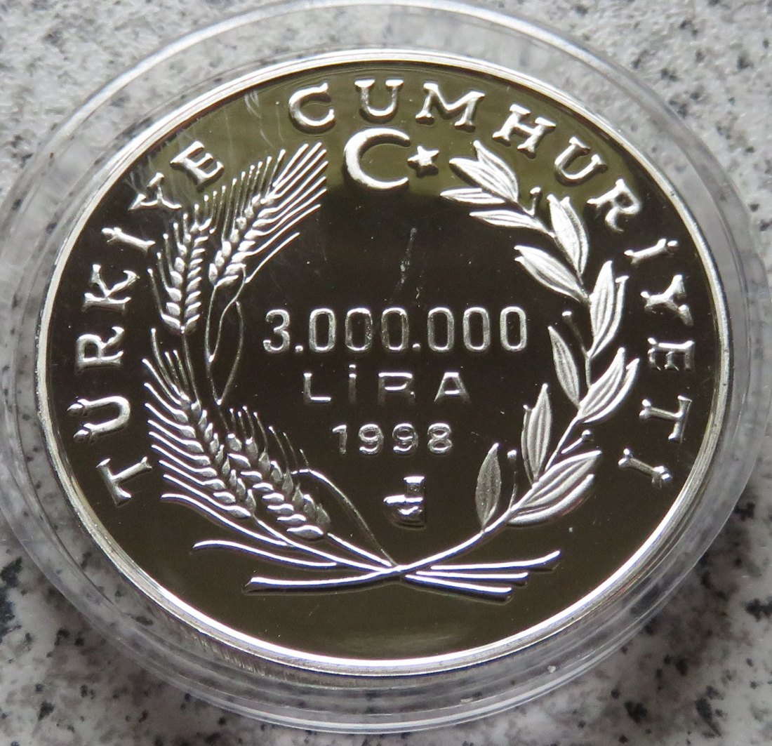  Türkei 3 Mio. Lira 1998, Euro, Auflage 1.710 Stück   