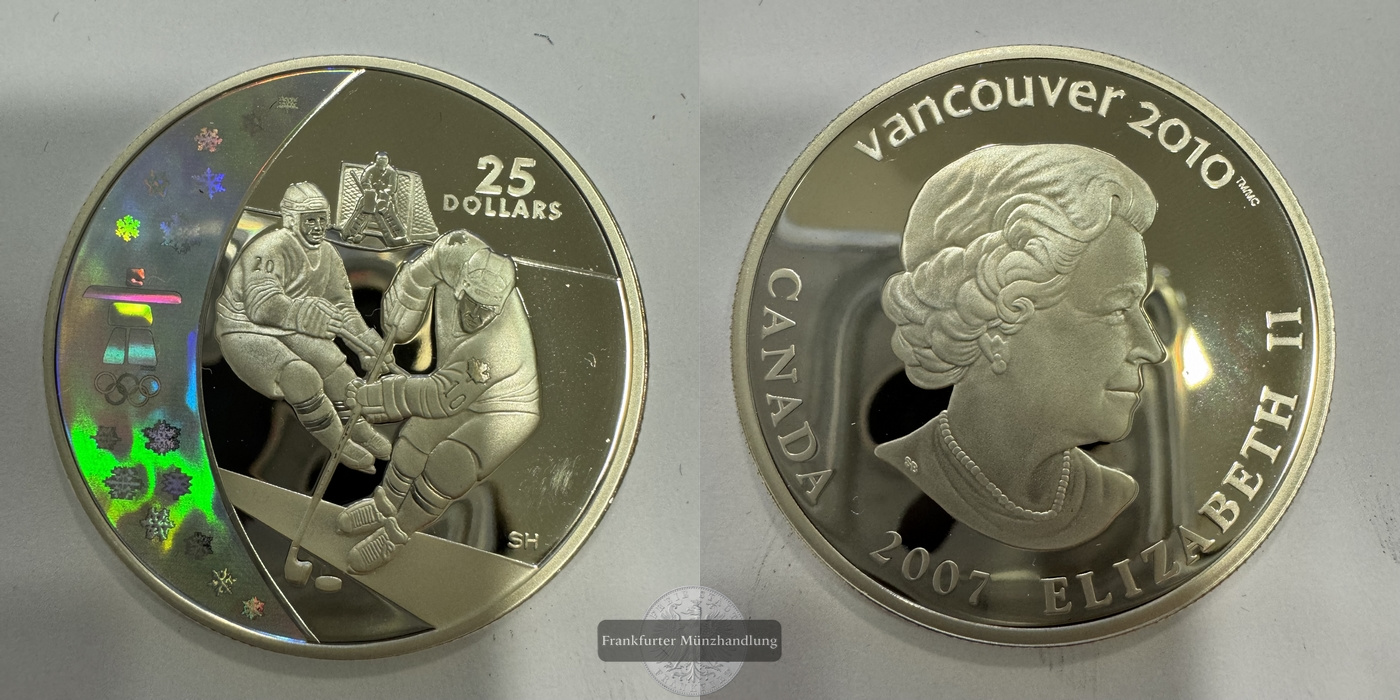  Kanada 25 Dollar 2007 Vancouver 2010 Hockey FM-Frankfurt KM#746 Feinsilber: 25,7g   