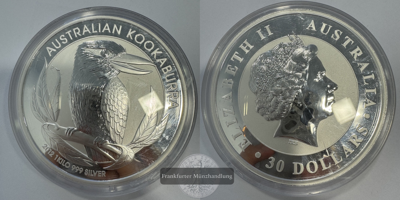  Australien 30 Dollar 2012 Kookaburra  FM-Frankfurt  Feinsilber: 1.000g   
