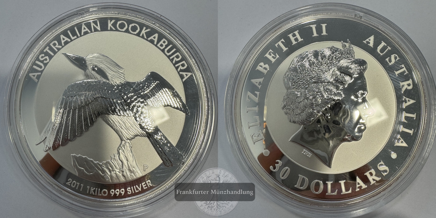  Australien  30 Dollar 2011 Kookaburra  FM-Frankfurt  Feinsilber: 1.000g   
