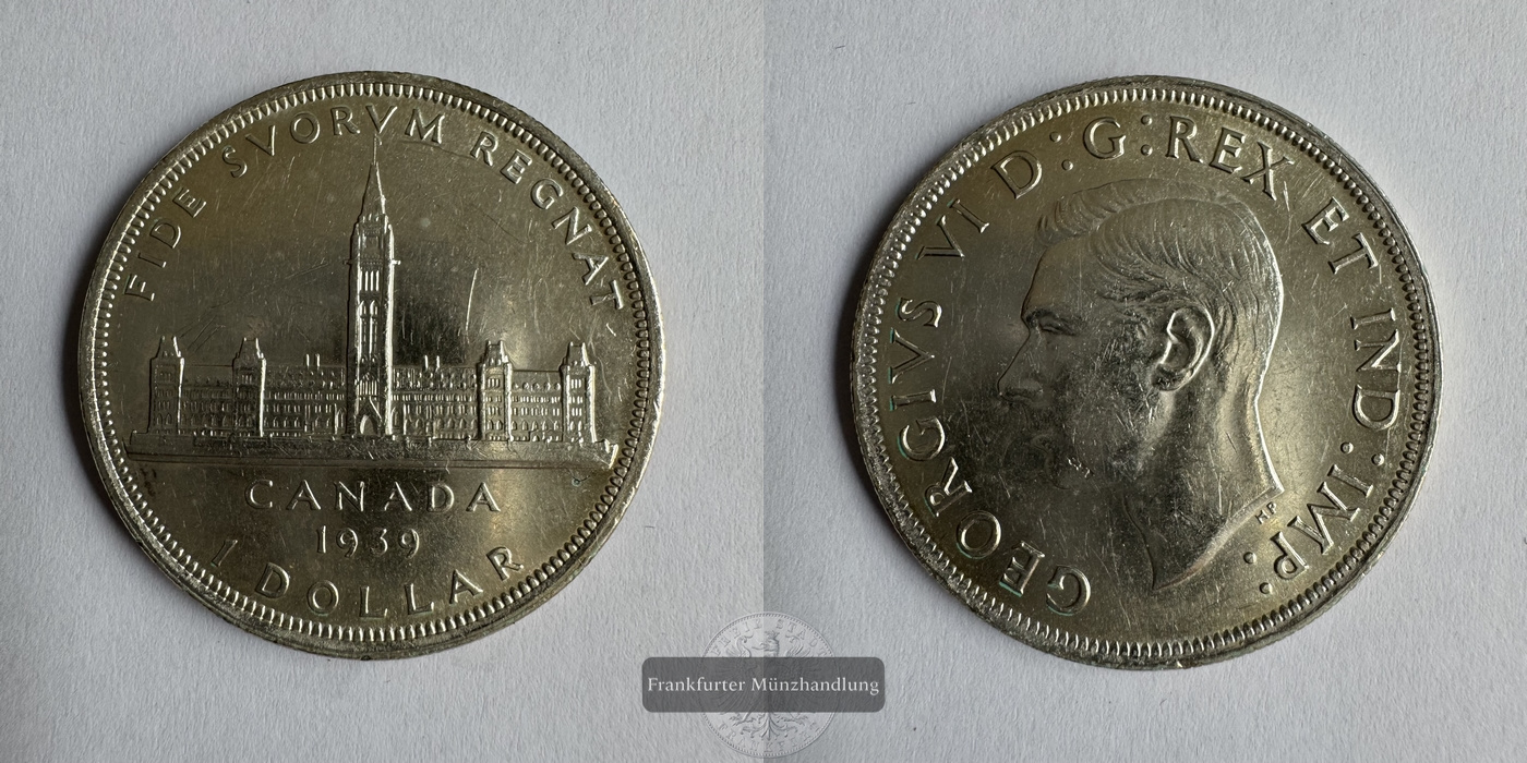  Kanada 1 Dollar 1939 George VI Königlicher Besuch FM-Frankfurt KM#38 Feinsilber: 18,66g   