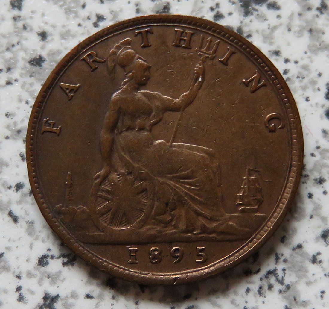  Großbritannien 1 Farthing 1895 Young head, selten, gereinigt   