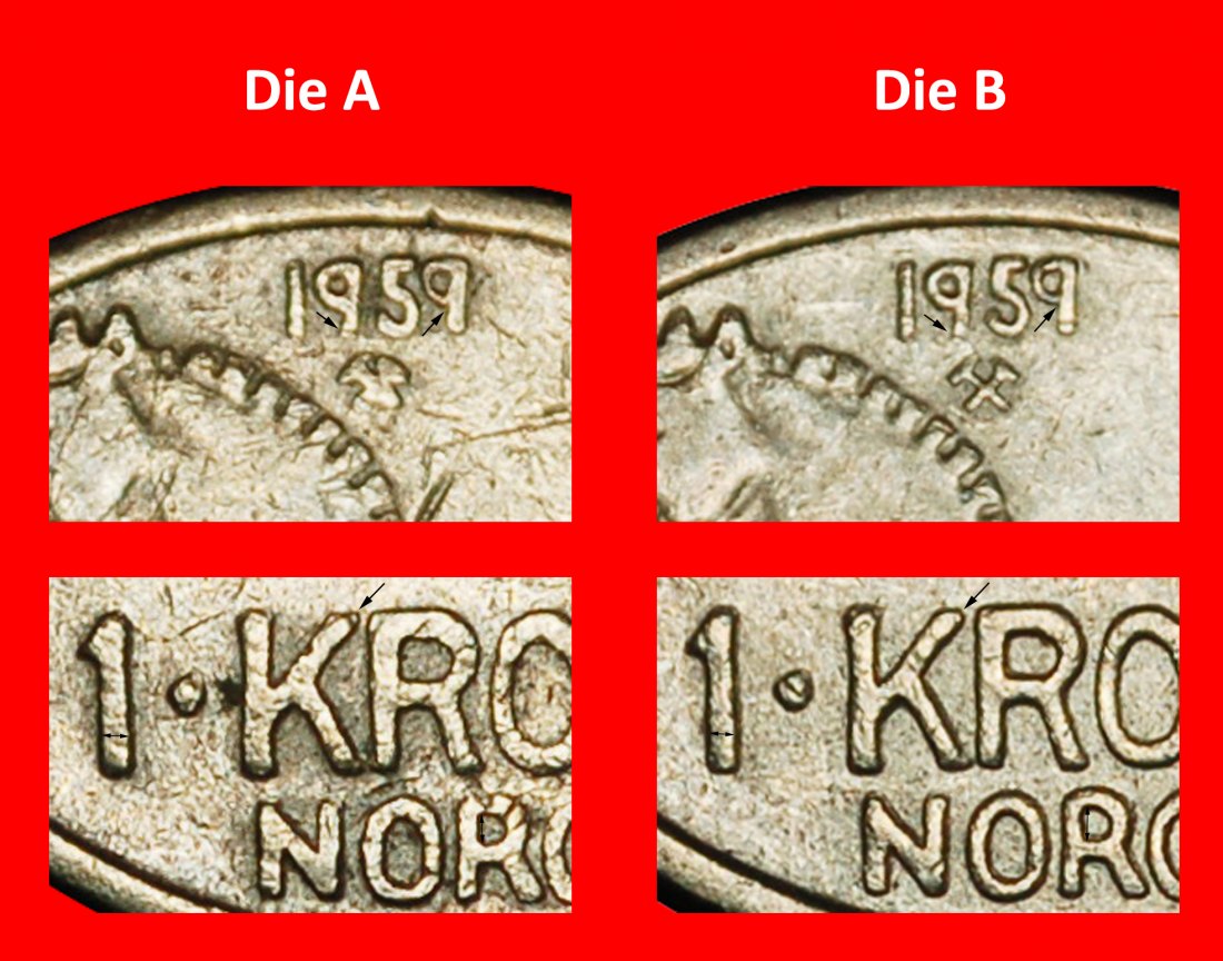 Ⰶ PFERD (1958-1973): NORWEGEN ★ 1 KRONE 1959 2 ENTDECKUNG MÜNZE! OLAV V. (1957-1991)★OHNE VORBEHALT!