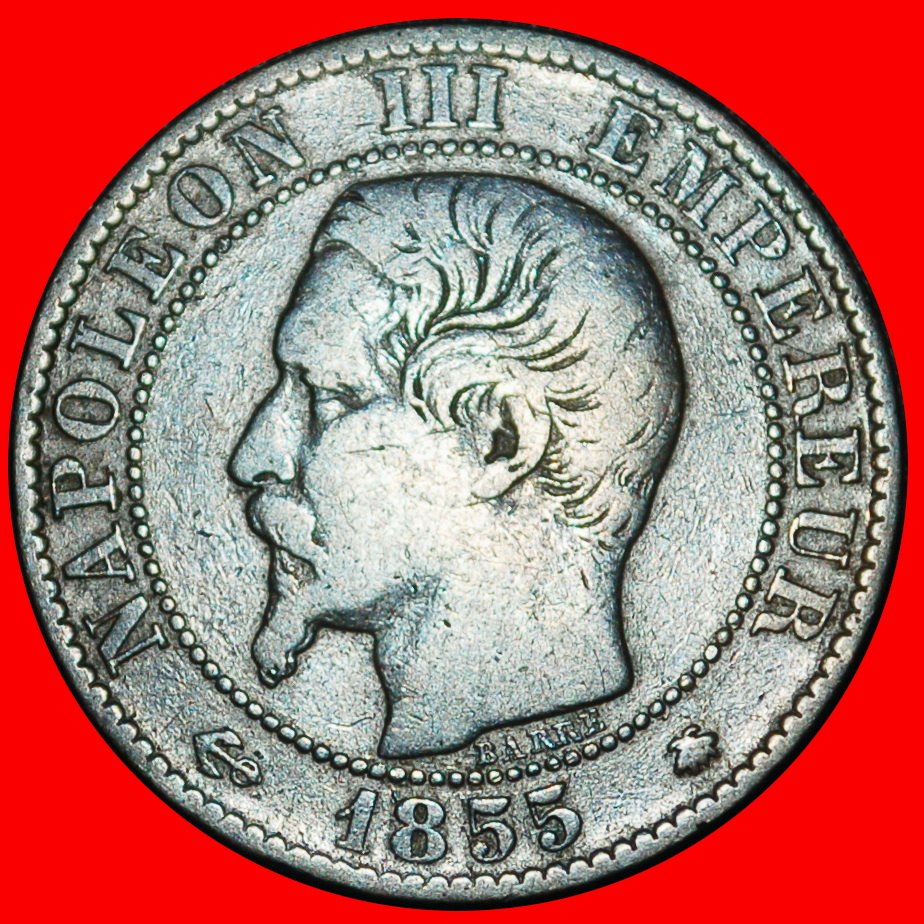 Ⰶ NO WREATH (1853-1857): FRANCE ★5 CENTIMES 1855BB! NAPOLEON III (1852-1873)★LOW START ★ NO RESERVE!