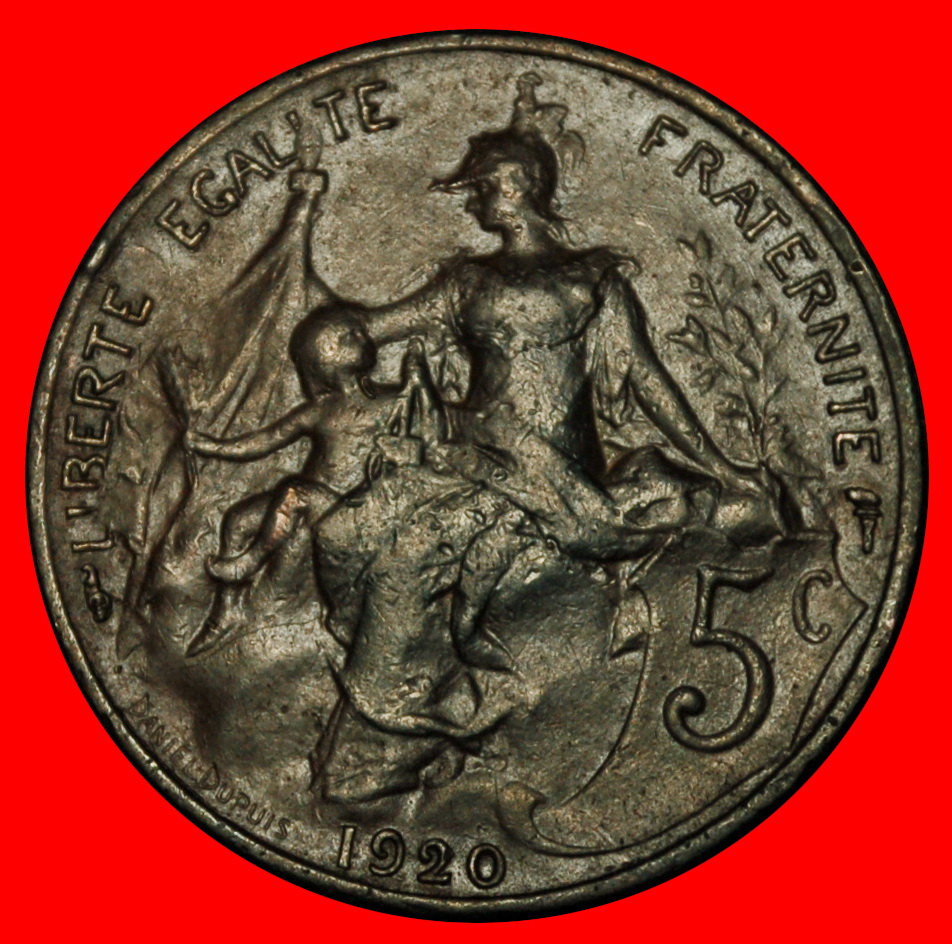 Ⰶ LIBERTY (1897-1921): FRANCE ★ 5 CENTIMES 1920 UNCOMMON! ★LOW START ★ NO RESERVE!