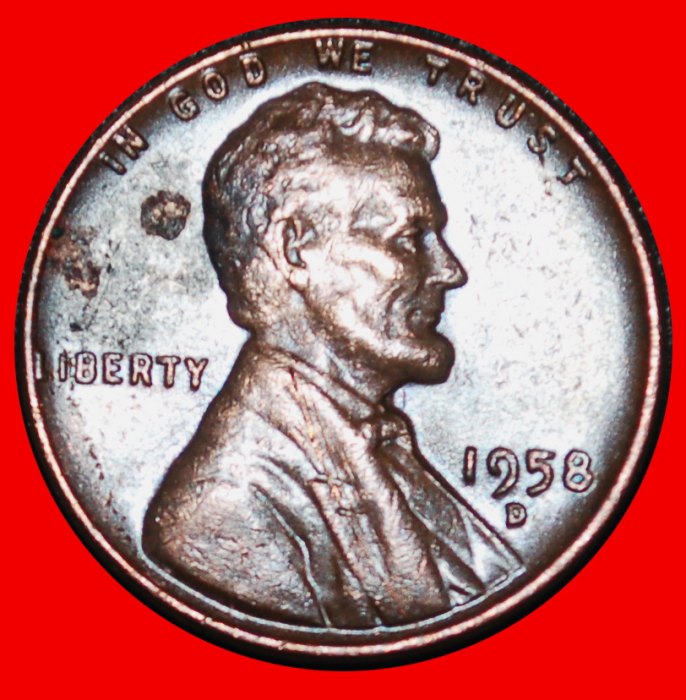 * WEIZEN PENNY (1909-1959): USA ★ 1 CENT 1958D! LINCOLN (1809-1865)★OHNE VORBEHALT!