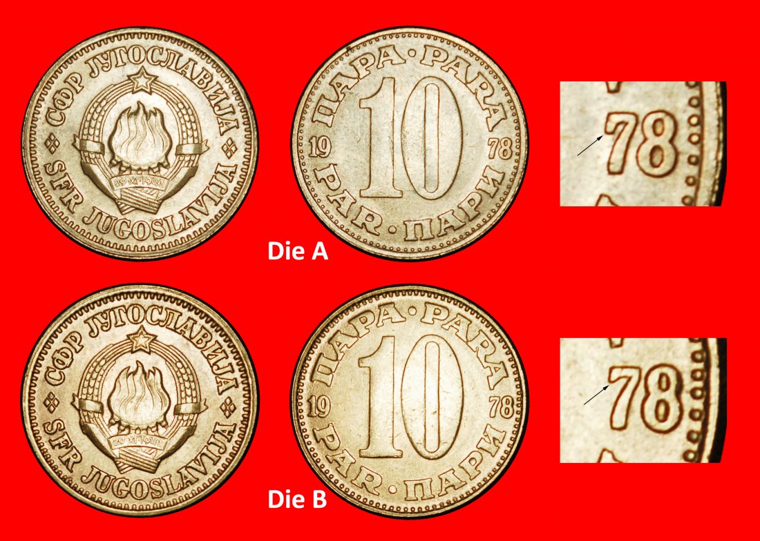  Ⰶ COMMUNIST STAR (1965-1981): YUGOSLAVIA★ COMPLETE SET 10 PARAS 1978 2 COINS★LOW START ★ NO RESERVE!   