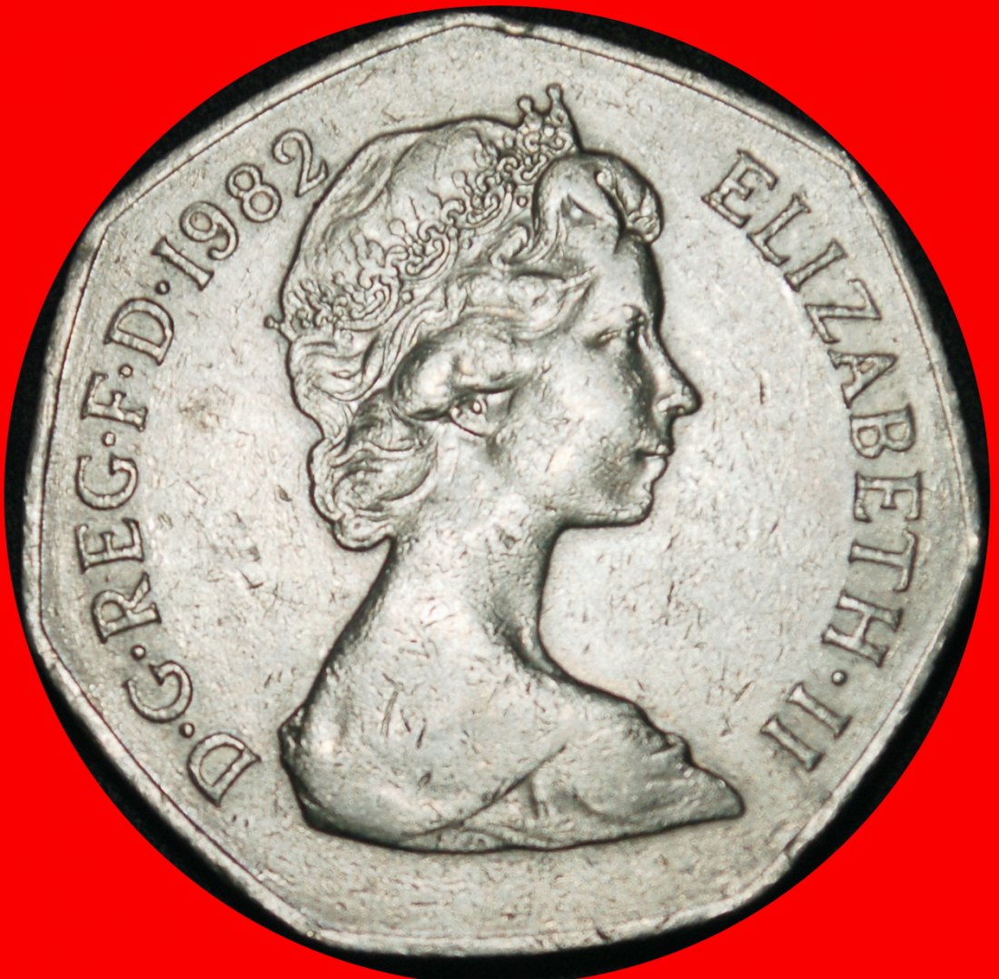  ⰆBIG HEPTAGON (1982-1984):GREAT BRITAIN★50 PENCE 1982★ELIZABETH II 1953-2022★LOW START ★ NO RESERVE!   