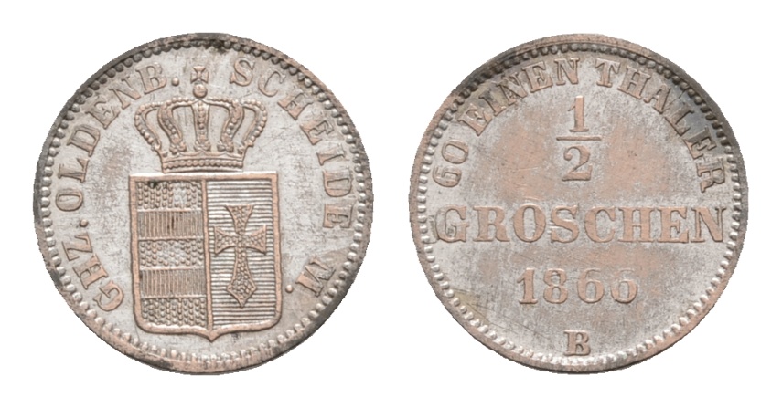  Altdeutschland; Oldenburg; Kleinmünze 1866   