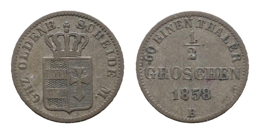  Altdeutschland; Oldenburg; Kleinmünze 1858   