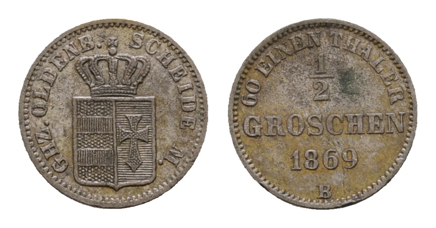  Altdeutschland; Oldenburg; Kleinmünze 1869   