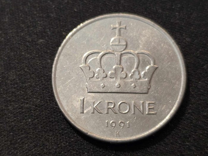  Norwegen 1 Krone 1991 Umlauf   