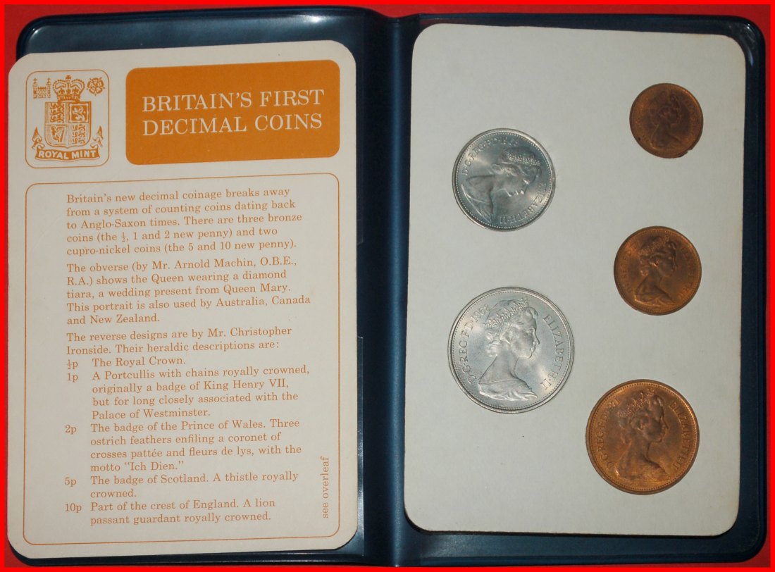  Ⰶ SET 1969-1971:BRITAIN'S FIRST DECIMAL COINS★1/2-1-2-5-10 PENCE UNC★5 COINS★LOW START ★ NO RESERVE!   