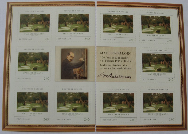  2013, Deutschland, Markenset/Folienblatt: Max Liebermann, postfrisch, 10*240 ct   
