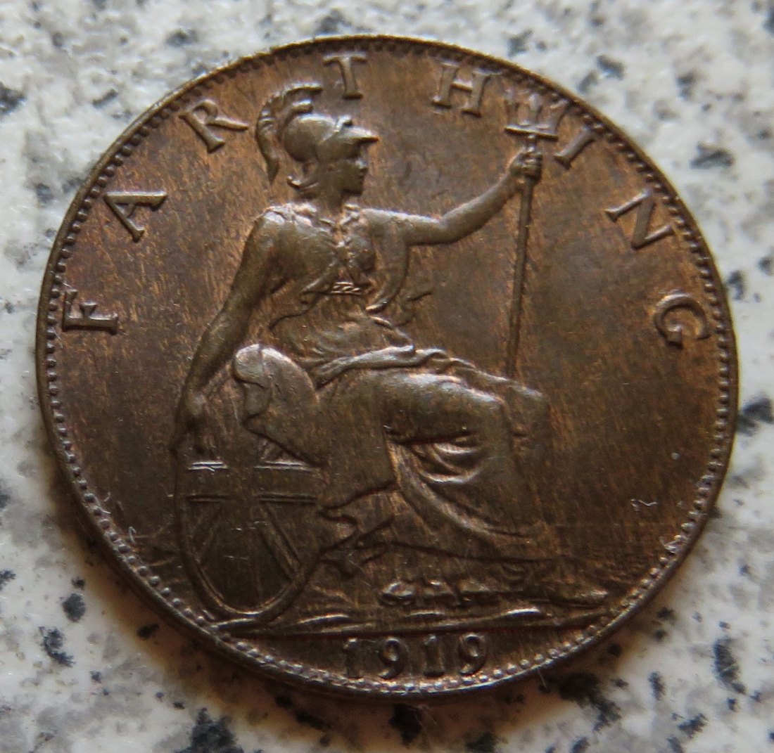  Großbritannien 1 Farthing 1919, Erhaltung   