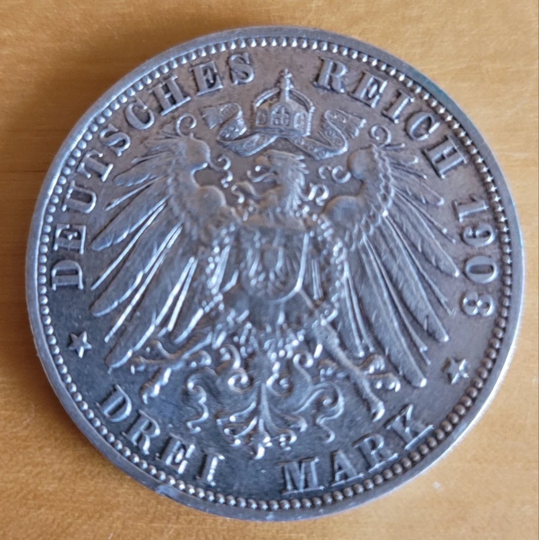  3 MARK König Otto Bayern 1908 Jäger 45 VZ   