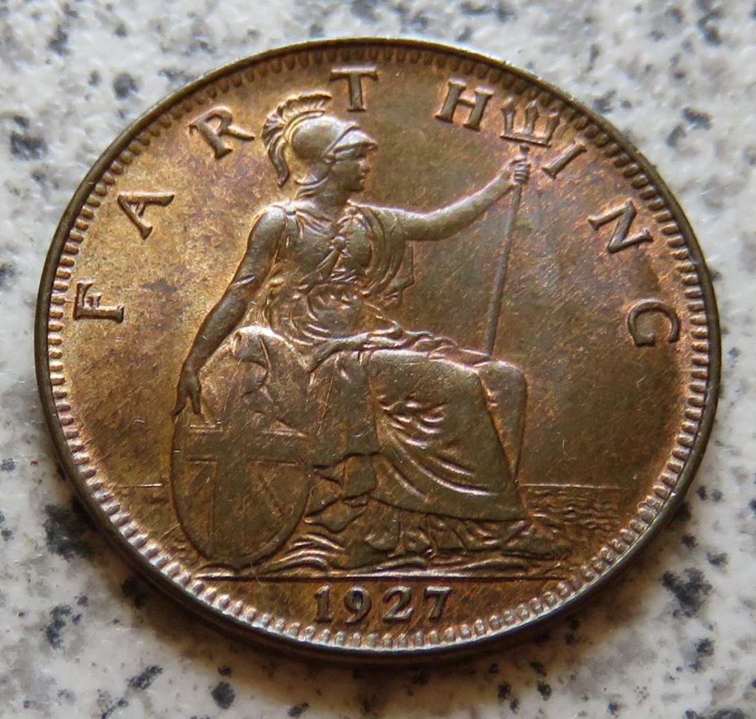 Großbritannien 1 Farthing 1927, Erhaltung!   